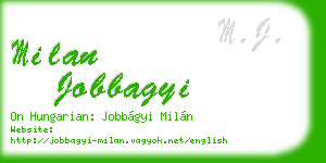 milan jobbagyi business card